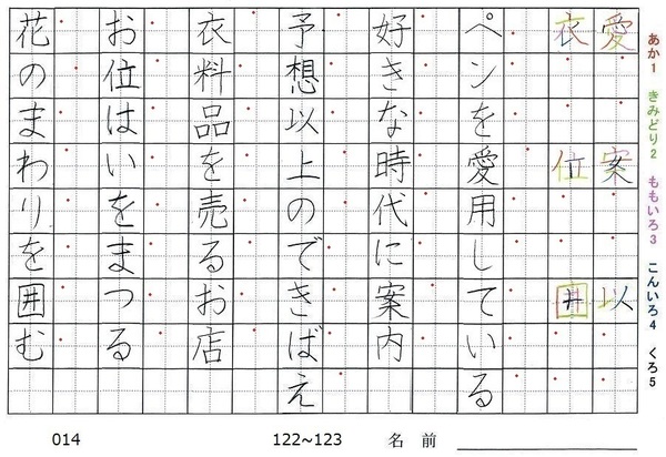 四年生の漢字の書き順 陸 良 料 量 輪 類 旅行と習字を楽しむ