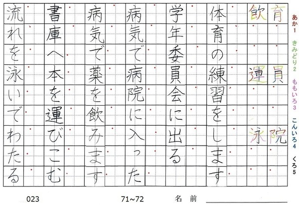 三年生の漢字の書き順 決 題 整 全 由 級 旅行と習字を楽しむ