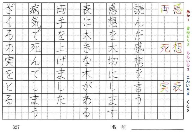 三年生の漢字の書き順 感 想 表 両 死 実 動 着 苦 君 習 様 旅行と習字を楽しむ