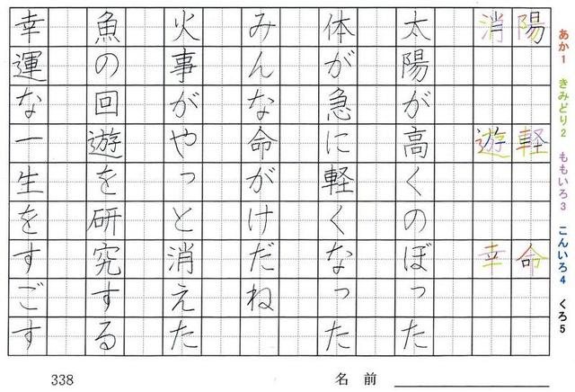三年生の漢字の書き順 陽 軽 命 消 遊 幸 福 物 宿 族 指 港 旅行と習字を楽しむ